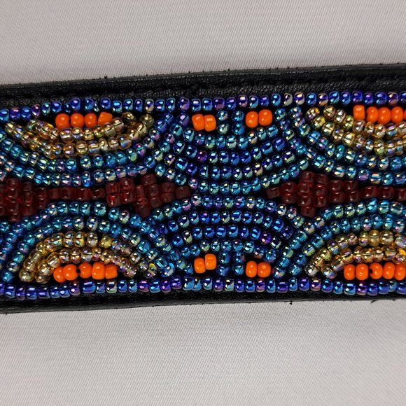 Vintage Ginnie Johansen Beaded Leather Belt M main image 8